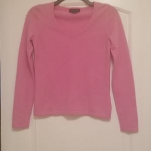 Ann Taylor pink cashmere v neck pullover sweater